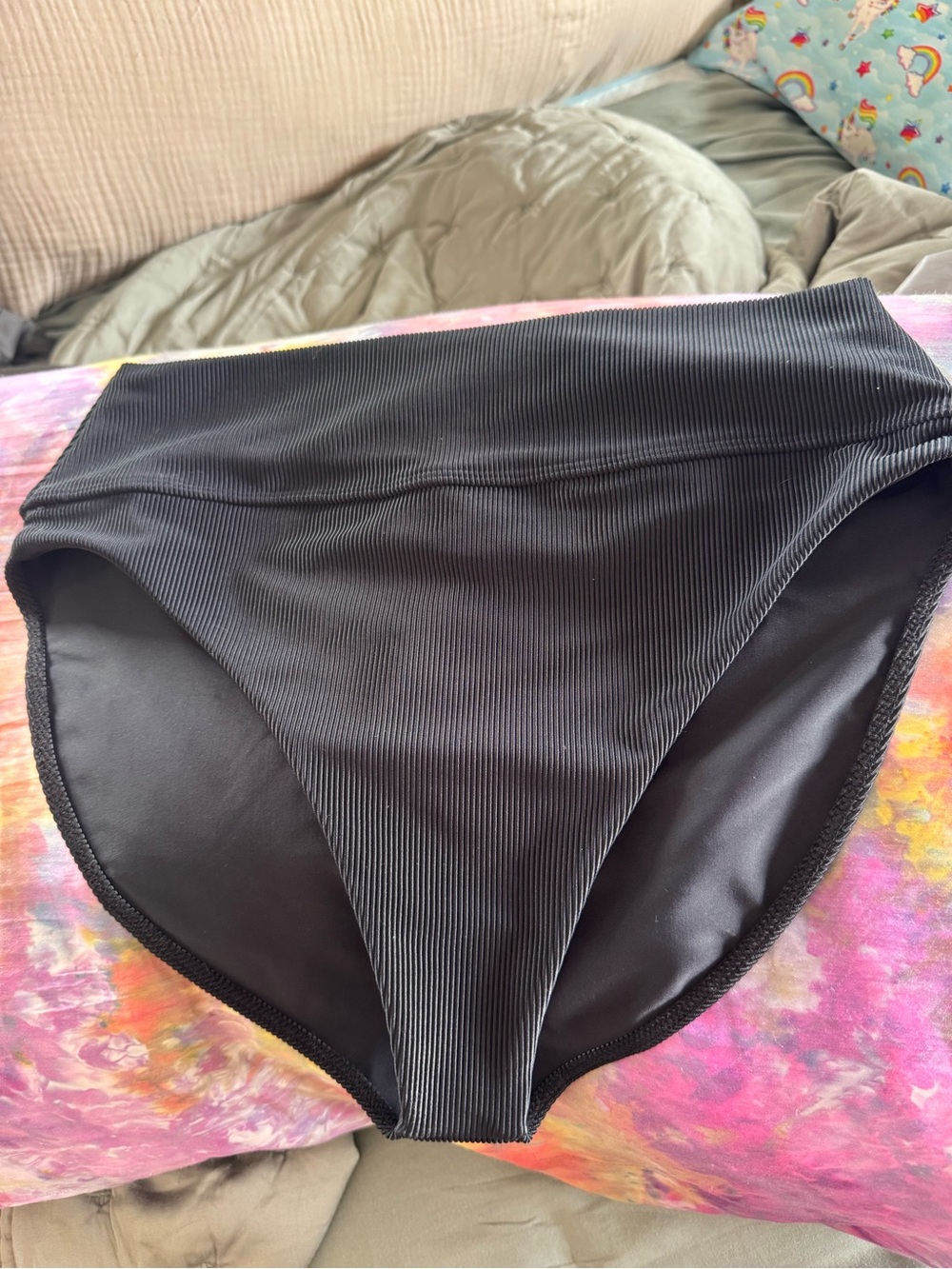 Beach Riot High-Waist Black Ribbed Bikini Bottom